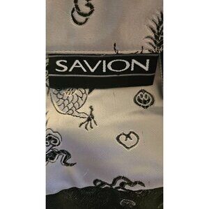 Vintage Savion Womens Satin Dragon Print Jacket PS Black & White
